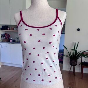 Brandy Melville White Tank with Red Stars